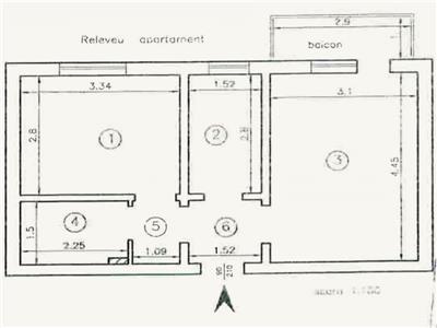 Apartament 2 camere, decomandat, 37,57mp utili, zona Podu Ros