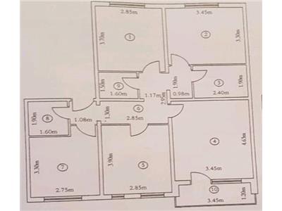 Apartament 4 camere, suprafata 81,85mp, decomandat, zona Tg. Cucu