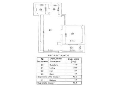 Apartament 1 camera, suprafata 47,1mp, bloc nou, zona centrala Bucsinescu