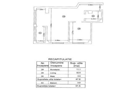 Apartament 1 camera, suprafata 51,5mp, bloc nou, zona centrala Bucsinescu