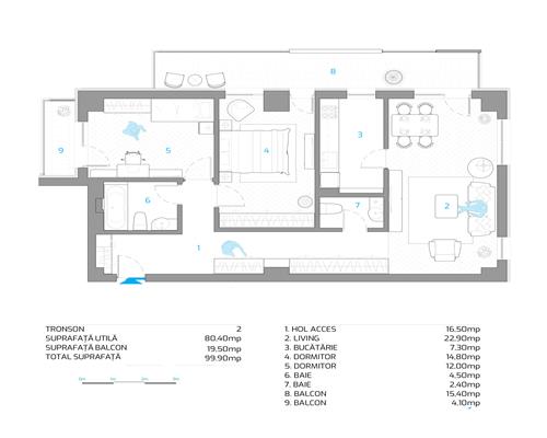 Apartament cu 3 camere, 2 bai Bloc nou Nicolina, et. intermediar