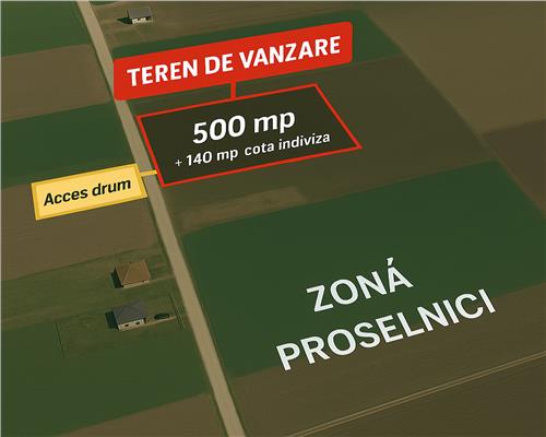 Teren intravilan, 640 mp, pentru construire  casa , UAT Miroslava