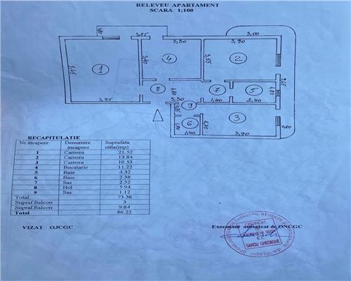 Apartament 3 camere 2 bai Et 2 ARCU